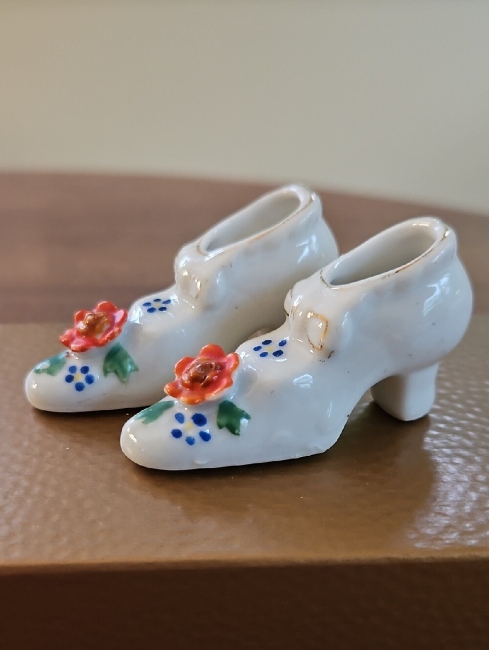 Vintage White Porcelain Decorative Miniature Shoes, Pair